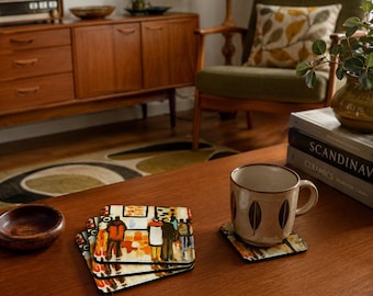 Art Coaster Set | The Gallery | Mid-Century Modern Drink Coasters | Art Lover Gift | Lucie Walker Studio