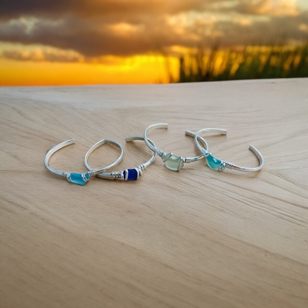 Sea glass bangle Bracelet