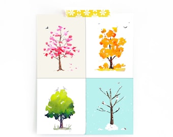 Watercolor Tree Seasons - wall art