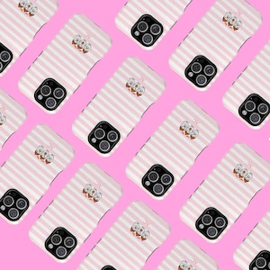 Personalized Pink Phone Case Custom Monogram iPhone Case Aesthetic Pink Striped Phone Case Summer Coastal Phone Case Preppy Phonecase Beachy