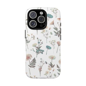 Boho Floral Phone Case Aesthetic Wildflower Summer Design iPhone 16 15 14 13 Pro Max Samsung S24 S23 S22 Soft Neutral Botanical Cover
