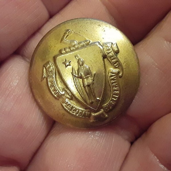 Massachusetts State  Militia Button Vintage. Superior. Military