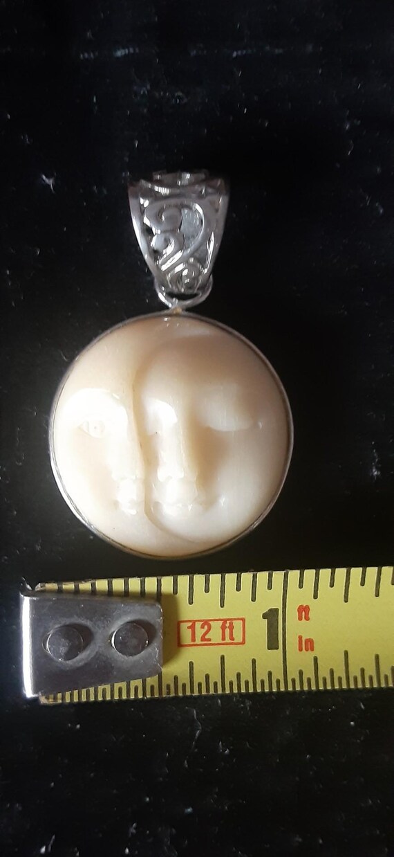 Double Moon Bone Colored Pendent - image 6