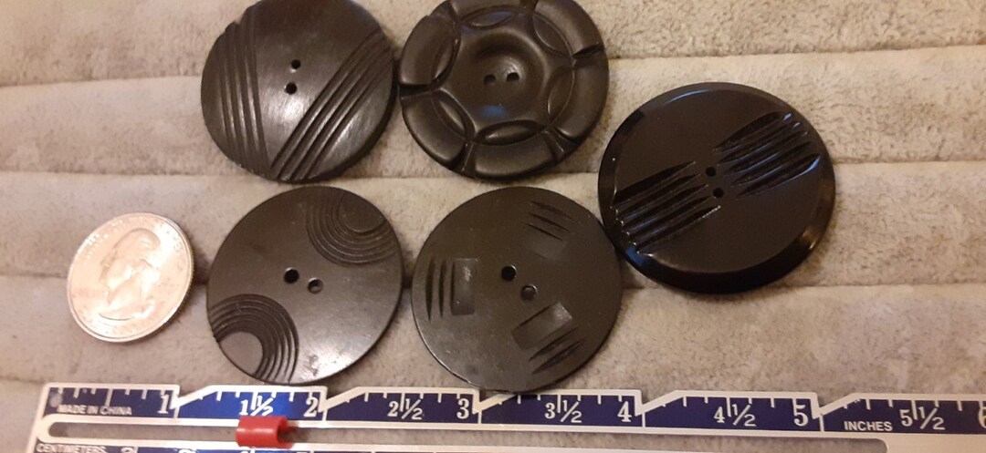 5 Large Vintage 1920's Bakelite Buttons Black - Etsy