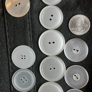 15 Large Vintage White Moonglow Buttons