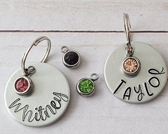 KEYCHAIN Add On - Name And Or Birthstone Charms - Personalized Charm for Keychains