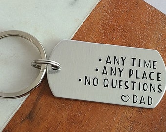 Anytime Anyplace Keychain Love Mom & Dad, Custom Keychain for Teens from Parents, 18th Birthday Gift for Son, Sweet 16 Car Accessories