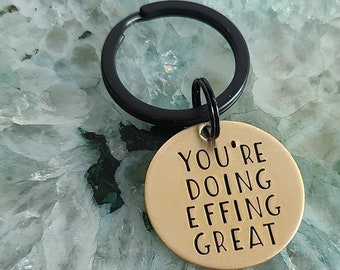 You're Doing Great Keychain, Team-building Gifts, Mental Health Accessories for Men, Encouragement Gift for New Mama, Gold Keychain for Wome