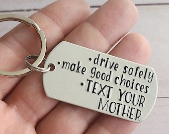 16th Birthday Gift from Mom, Driver's License Gift, Drive Safely and Make Good Choices Key Chain, Sweet 16 Birthday Present