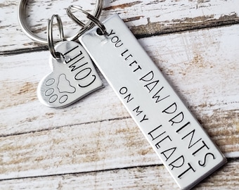 Cat Memorial, Dog Memorial Keychain, Pet Loss Key Chain, Custom Pet Memorial Gift, You Left Paw Prints on My Heart