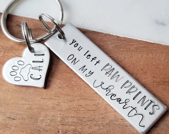 Pet Loss Key Chain, Custom Pet Memorial Gift, You Left Paw Prints on My Heart, Dog Memorial Gift, Cat Memeorial Keychain