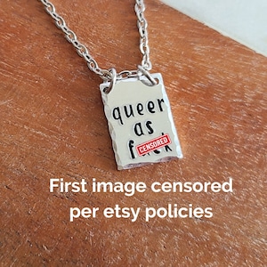 Queer AF Tiny Handstamped Pendant, Silver Queer Jewelry, Super Gay Necklace, Queer Magic Gifts, Pride Month Accessories