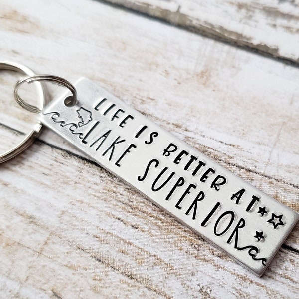 Life Is Better At Lake Superior Keychain, Custom Lake Keychain, Choose Your Lake, Lake House Gifts