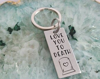 Love You To Death Keychain, Halloween Wedding Keepsake, Funny Gift for Partner, Horror Couple Keychain, Dark Humor Gifts