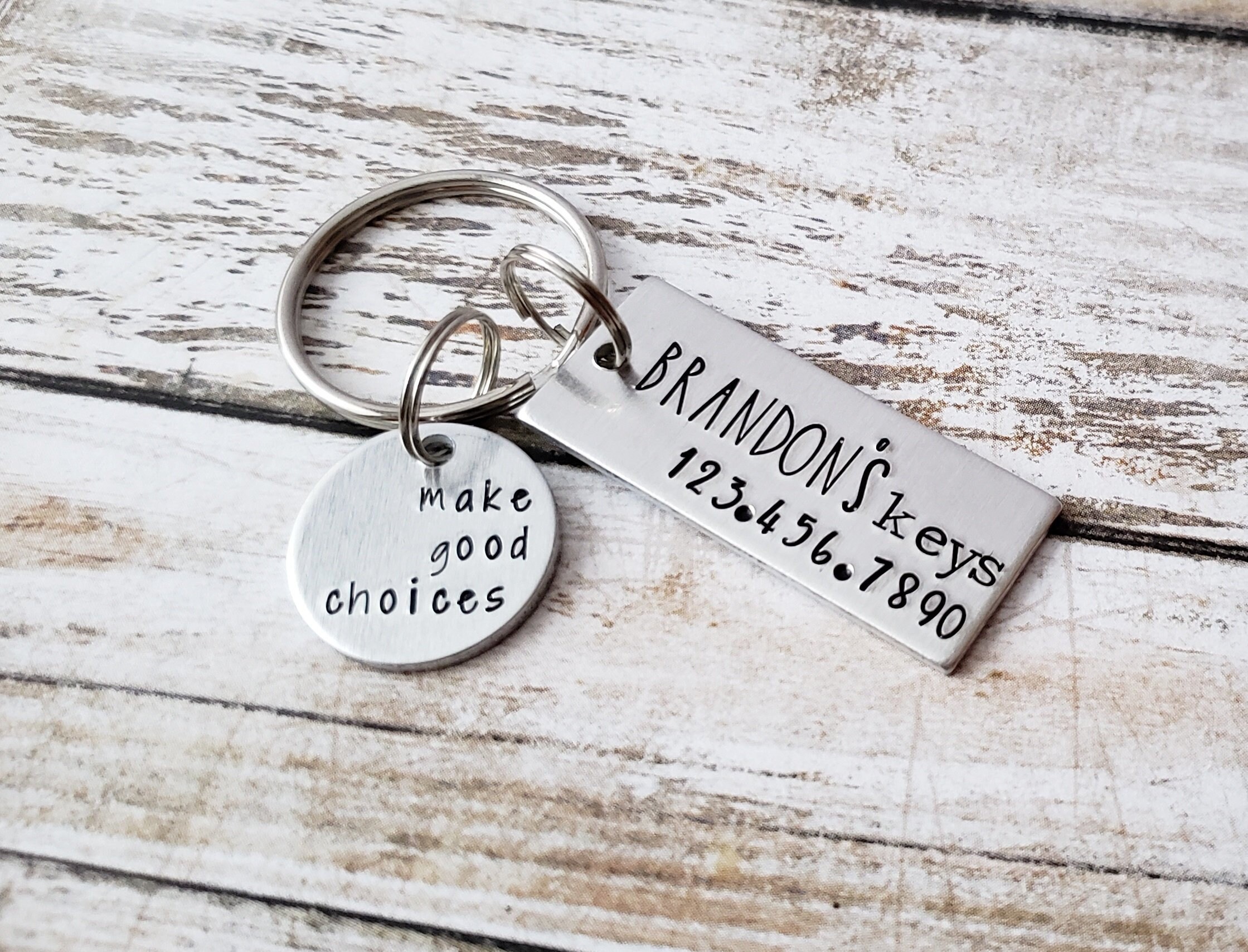 Be safe Have fun Make good decisions - Hand Stamped Keychain Complet –  Completely Hammered