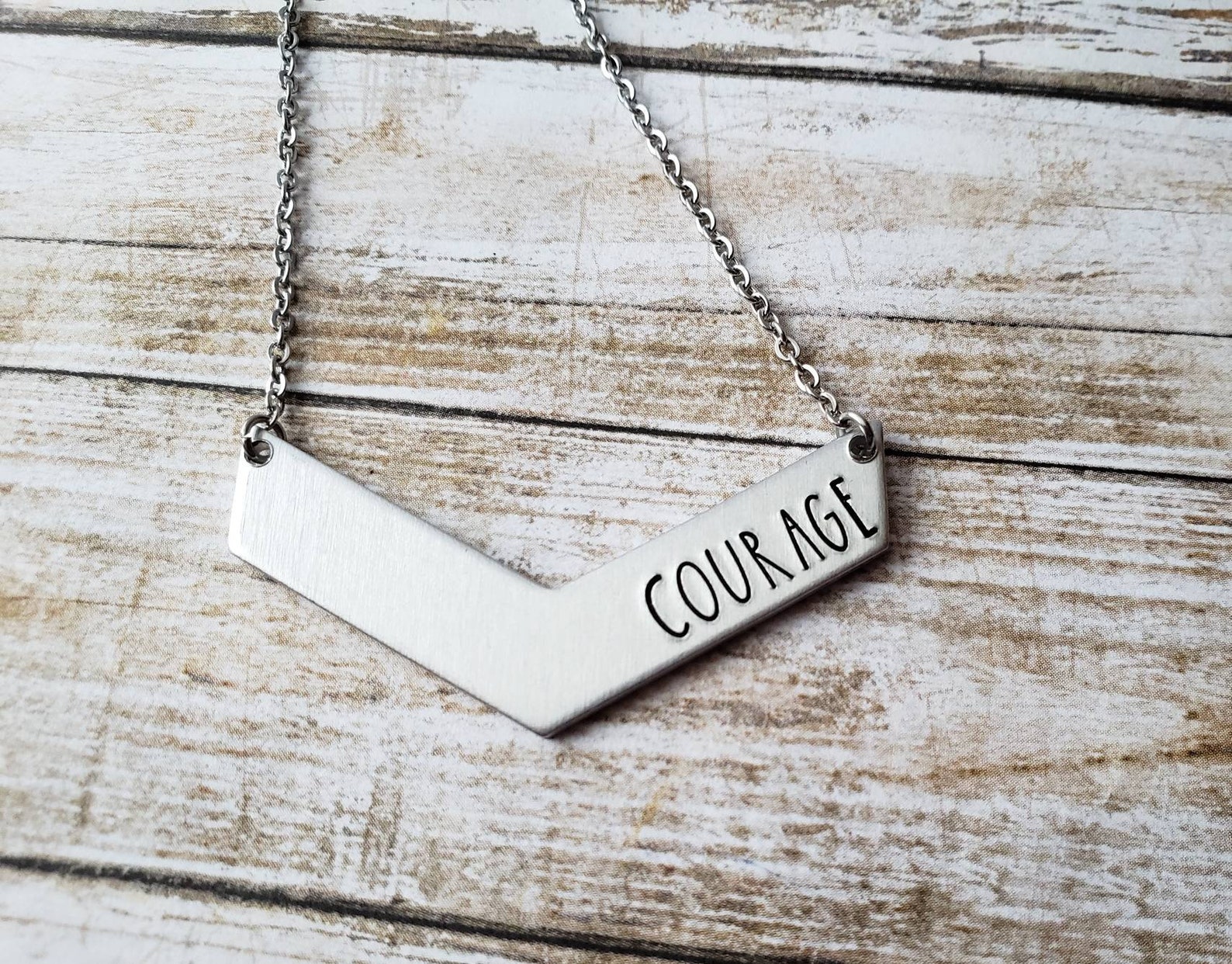 Courage Necklace Recovery Gift Courage Gift Chevron Etsy