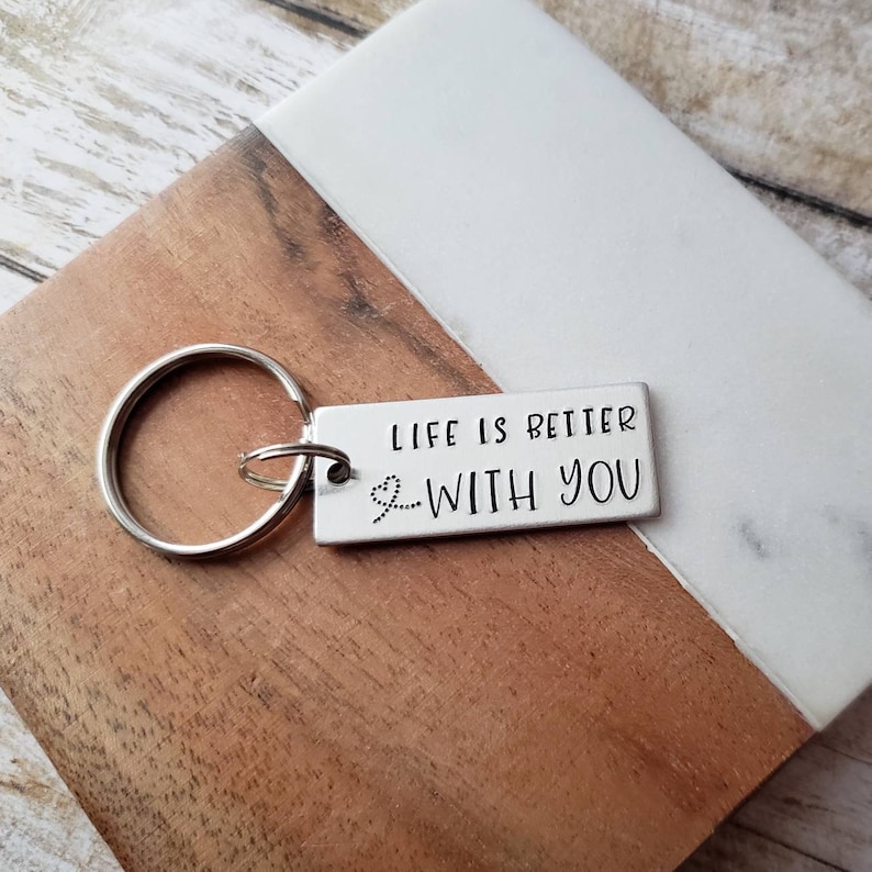 Keychain for Boyfriend Valentine Gift True Love Handstamped Etsy