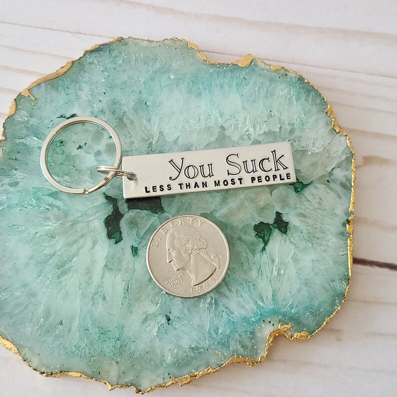Funny Cute Keychain Best Friend Birthday Gift Fun Anniversary Gifts for Him You Suck Less Than Most People