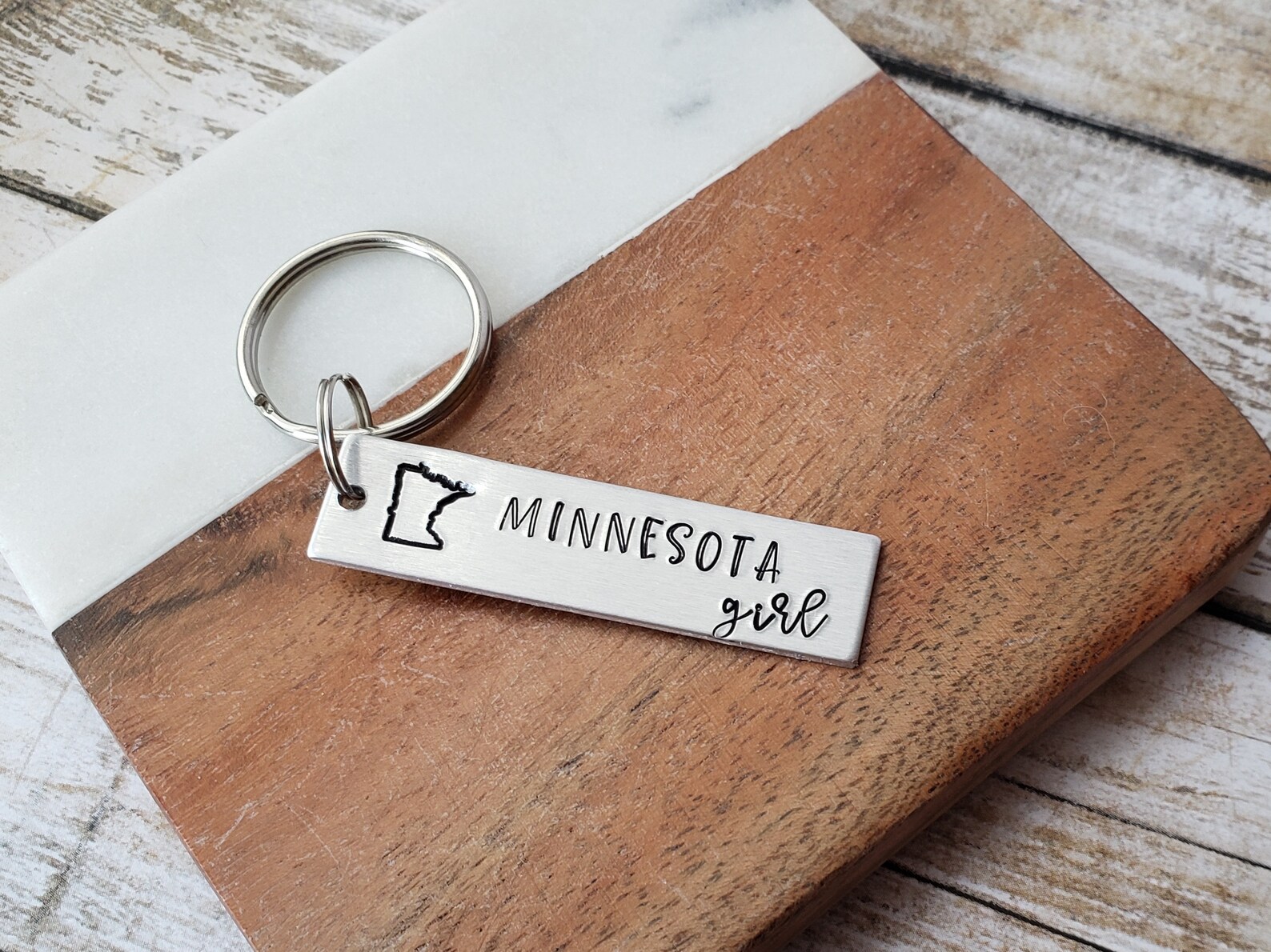 Minnesota Girl Keychain Minnesota Gifts Handstamped MN Key Etsy