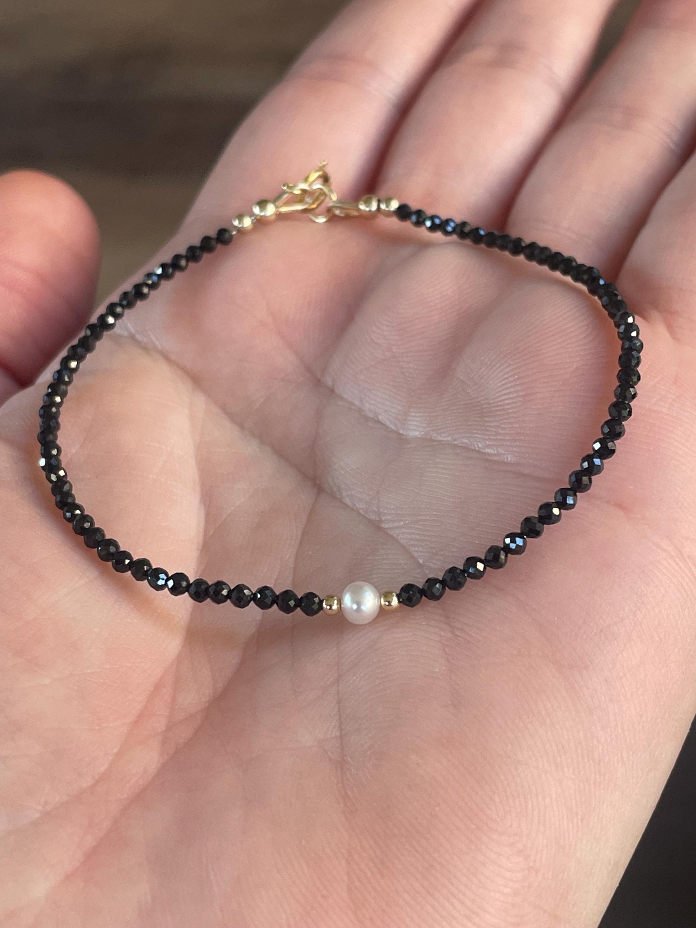 Black Spinel and Pearl bracelet