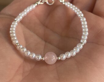 Pearl and rose quartz bracelet