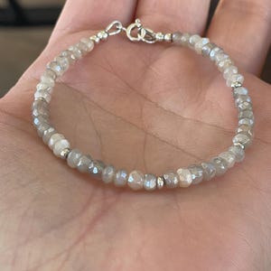 AB Silver coated Peach Moonstone bracelet