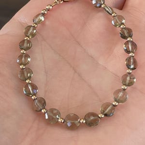 Smokey Quartz coin bracelet