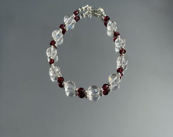 Clear quartz and garnet bracelet