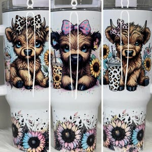 Fluffy cow 40 oz. tumbler | stainless steel | tumbler with handle | Western tumbler | cow tumbler | baby cow
