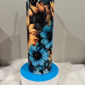 Sunflower cow print Tumbler | 20oz | Stainless steel | turquoise | Teal | western
