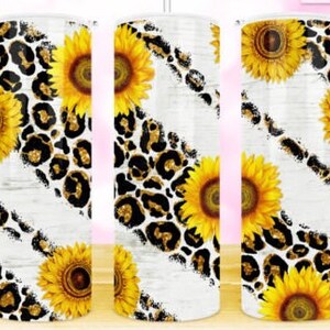 Sunflower cheetah Tumbler | Cow print | Pink glitter | 20oz | Stainless steel