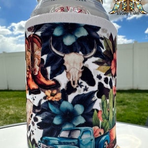 Western can coozie | fringe can cooler | drink accessories | women’s accessories | cow print