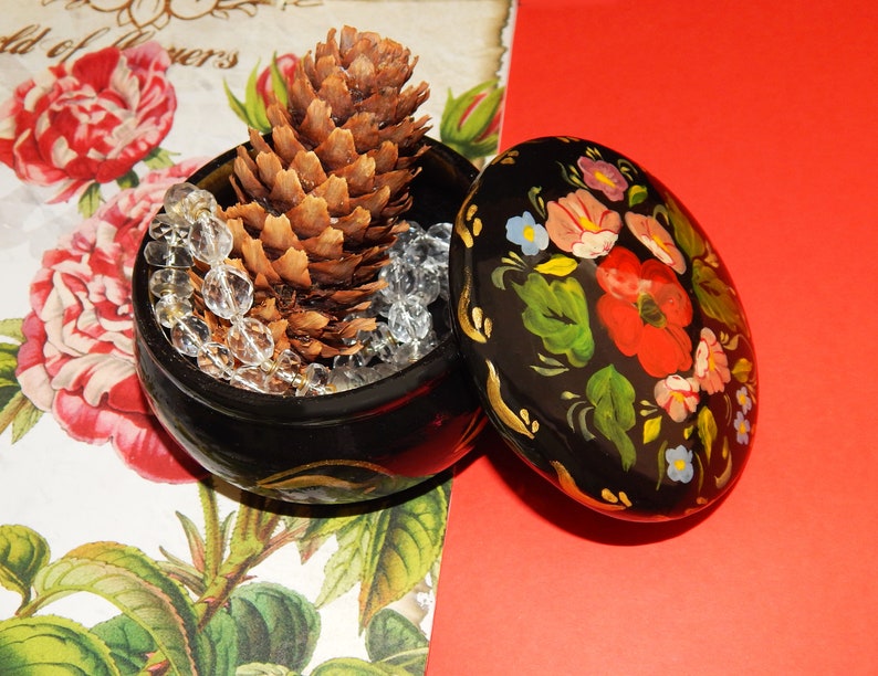 petrikovskaya painting wood box with lid casket for rings Wooden jewellery box for girl wooden box new jewellery case ukranian art