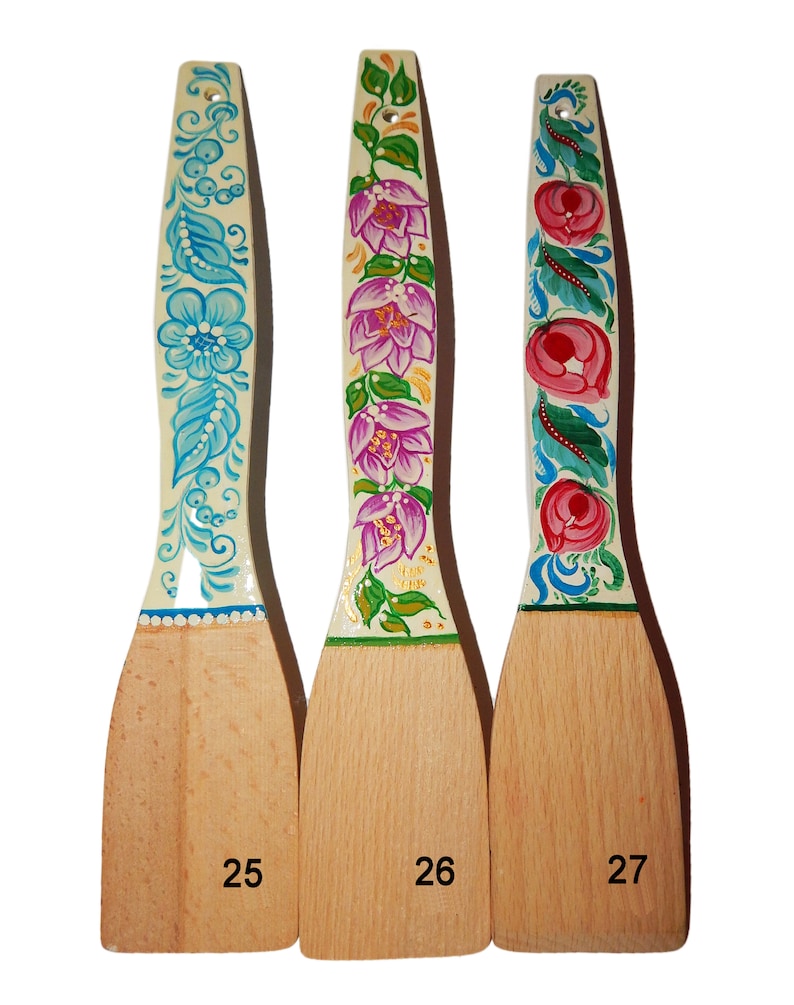 Wooden spatula handmade Kitchen spatula Painted spatula Etsy