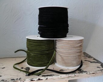 Velvet Tubular Ribbon – 7mm Rouleaux, Millinery Sewing Craft - Sold by Metre