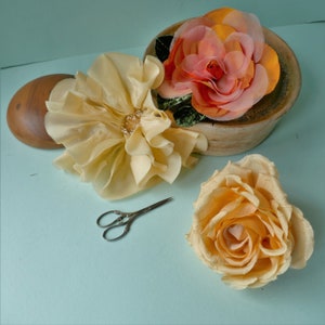Handmade Ex-Large Silk Millinery Flowers // Floral Corsage // Wedding Boutonniere // Artificial Flowers // Hat Trims
