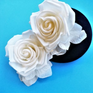 Hand Curled Silk Rose // Cream Millinery Flower // Fascinator Trim // Hat Mount // Floral Corsage // Artificial Flowers (A3)