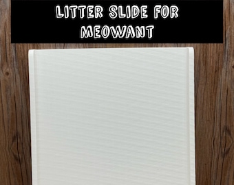 May include: White litter slide for cats. The slide is made of a smooth, white material and has a slightly curved shape. It is designed to help cats easily access their litter box.