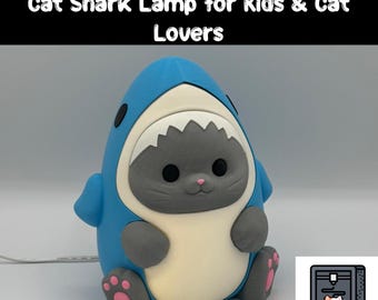 PurrShark Night Light – 3D Printed Cat Shark Lamp for Kids & Cat Lovers