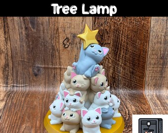 3D Printed Cat Christmas Tree Lamp: Holiday Decor for Cat Lovers