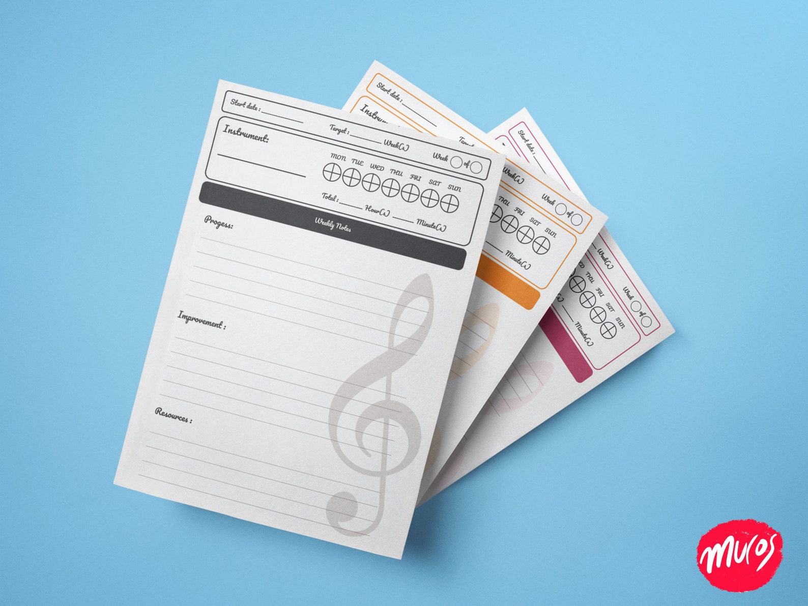Printable Music Practice Log Sheet, Weekly Journal, Easily Tracked and ...