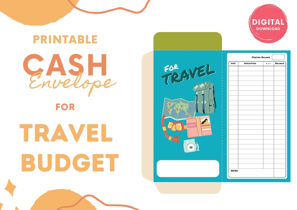Printable Cash Envelope for Travel Budget. Easy to Keep Track Etsy