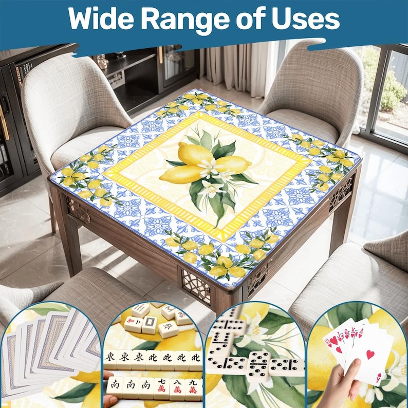 Spring Lemon Mahjong Mat 31.5"x31.5" (Ship Rolled up) image 6