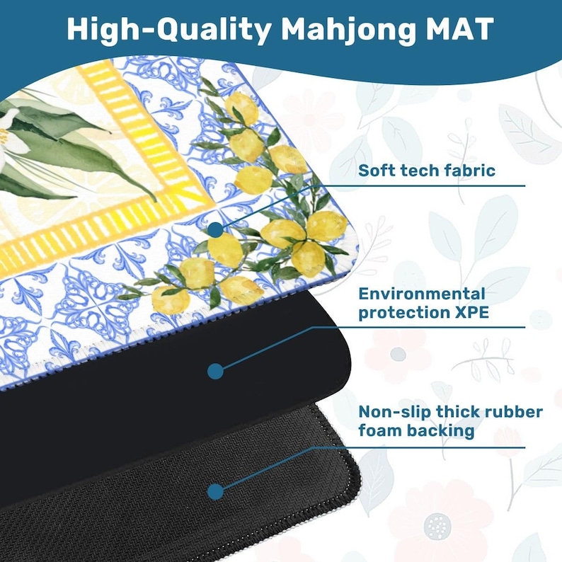 Spring Lemon Mahjong Mat 31.5"x31.5" (Ship Rolled up) image 3