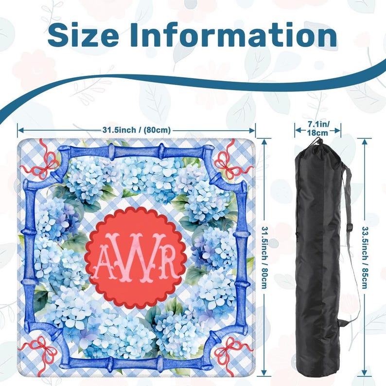 Hydrangea Mahjong Mat 31.5"x31.5" (Ship Rolled up) *Personalization Available* image 2