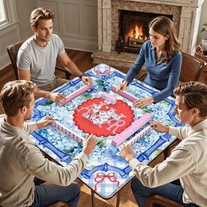 Hydrangea Mahjong Mat 31.5"x31.5" (Ship Rolled up) *Personalization Available* image 5