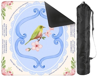 Bird Bam & Cherry Blossom Mahjong Mat – 31.5" Padded Game Table Cover