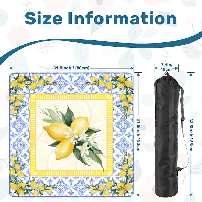 Spring Lemon Mahjong Mat 31.5"x31.5" (Ship Rolled up) image 2