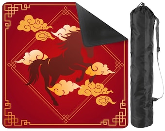Lunar New Year 2026 Horse Mahjong Mat 31.5"x31.5" (Ship Rolled up)