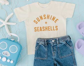 Sunshine and Seashells Toddler and Youth Shirt, Summer Graphic Shirt, Beach Bum Kids Shirt, Beach Vacation, Beach Bum Shirt, Beach trip